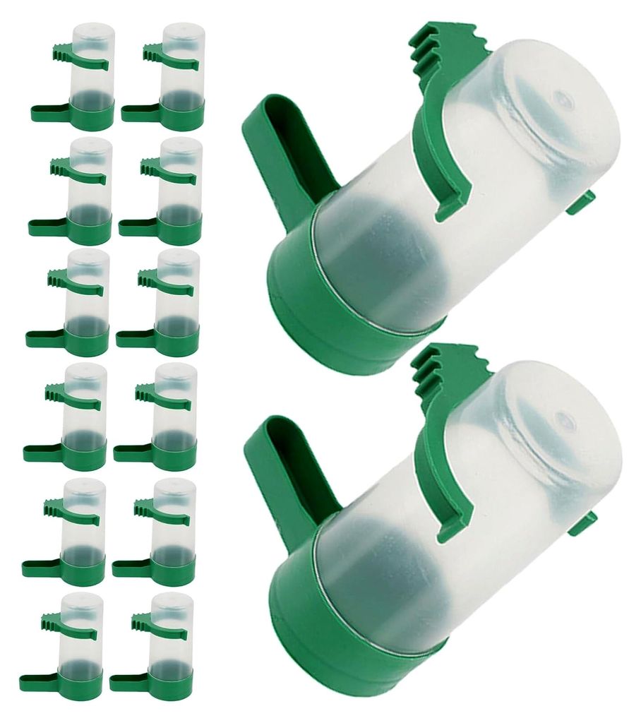 Automatischer spritzfreier Wasserspender für kleine Vogelkäfige aus transparentem Kunststoff mit ergonomischer Trinkdüse und Nachfüllfunktion f...