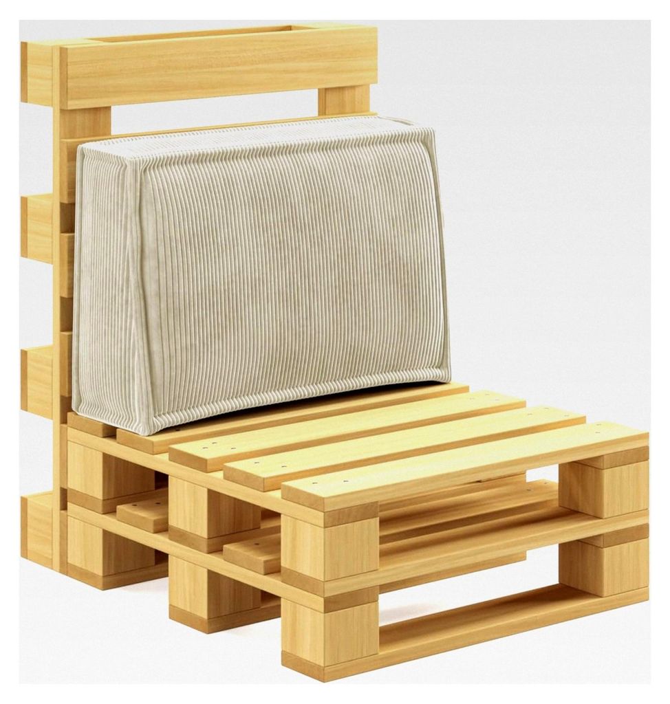 Elegante Palettenkissen aus Cord – Sitz- und Rückenkissen Set mit modernem Design, Sitzpolster mit Schaumstoffkern und Rückenkissen (Seitenkiss...