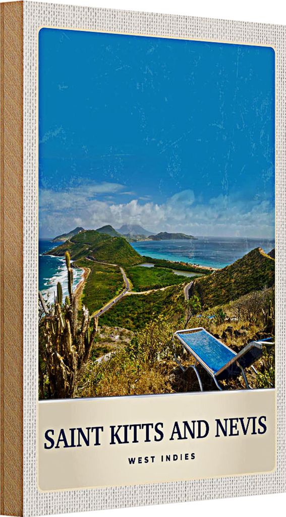 Holzschild Reise 20x30cm Saint Kitts and Nevis Amerika Insel