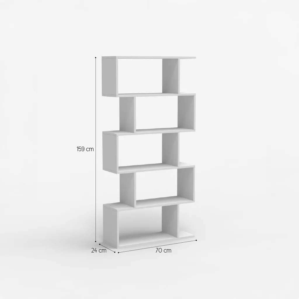 Étagère bois blanc Lexis 5 compartiments rangement vertical design chic
