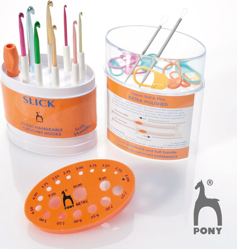Pony SLICK Austauschbare Häkelnadeln in der Smartbox, 2 - 6 mm