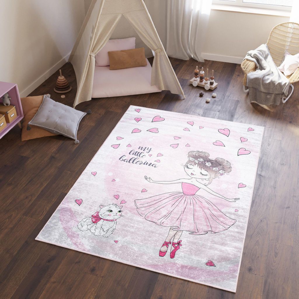 Tapis Tapis EMMA Moderne Chambre Enfant Rose Chambre 140 x Image du produit 