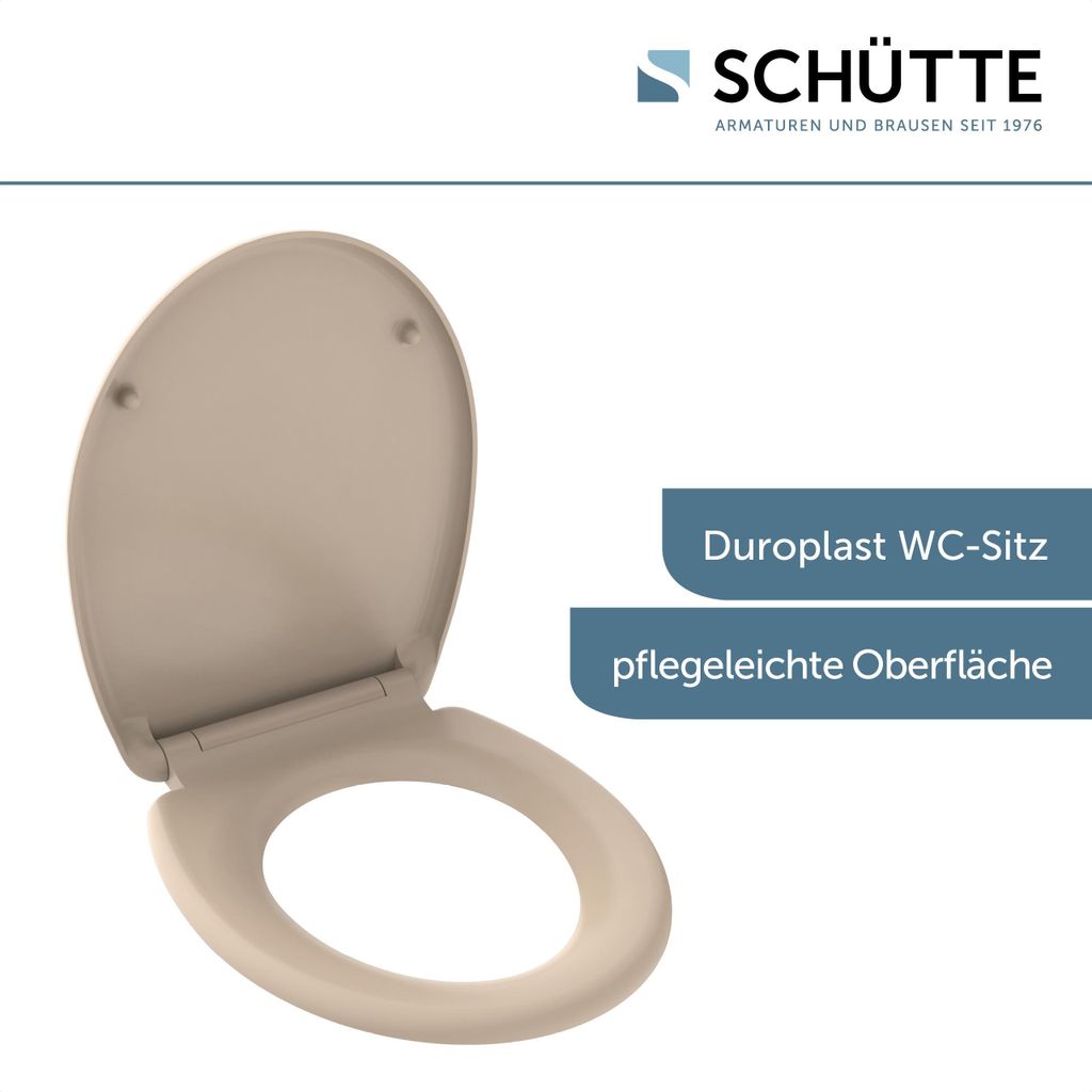 SCHÜTTE WC Sitz BEIGE, Duroplast Toilettendeckel mit