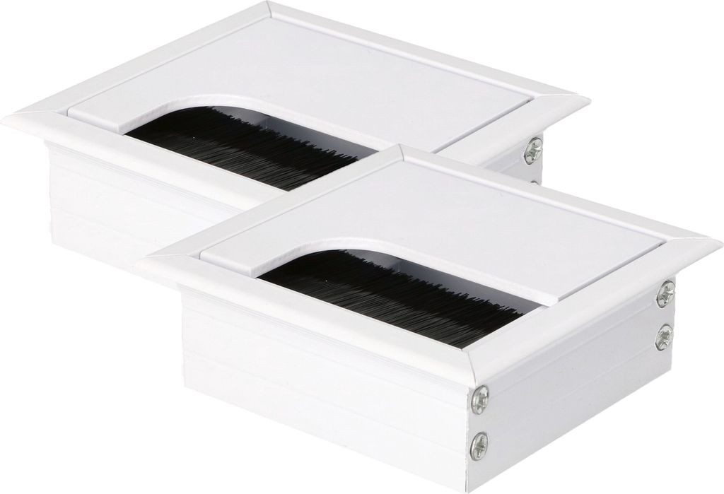KOTARBAU 2er Set Aluminium Kabeldurchführung 80x80mm für Möbel Weiß Kabeldose Kabeldurchlass Eckig Eloxiert