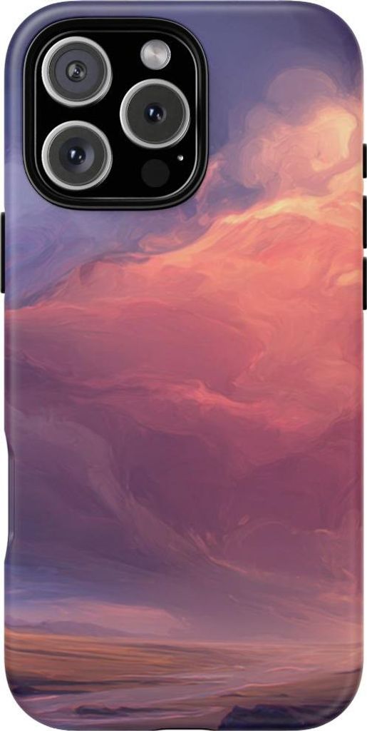 Surrealer Sonnenuntergang mit einsamer Figur – Hülle Kompatibel mit iPhone 16 Pro Max