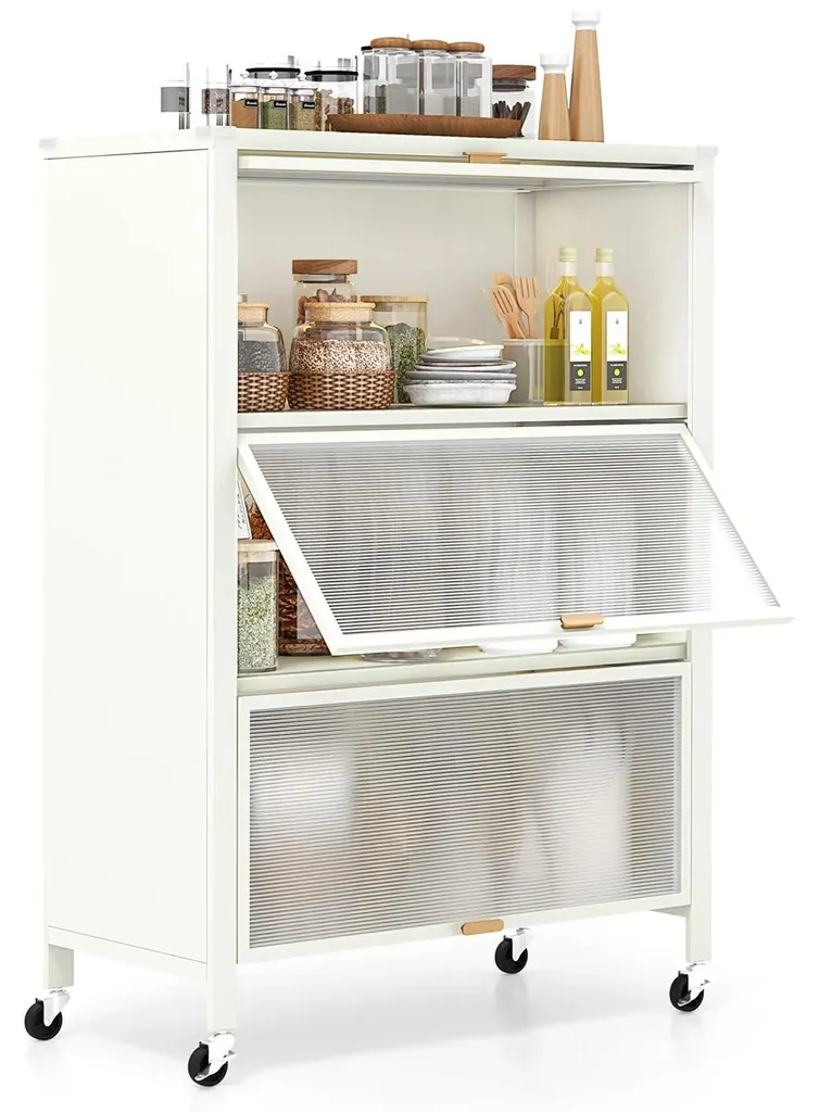 Étagère de Cuisine avec Portes en Polycarbonate et Panneau Arrière Amovible