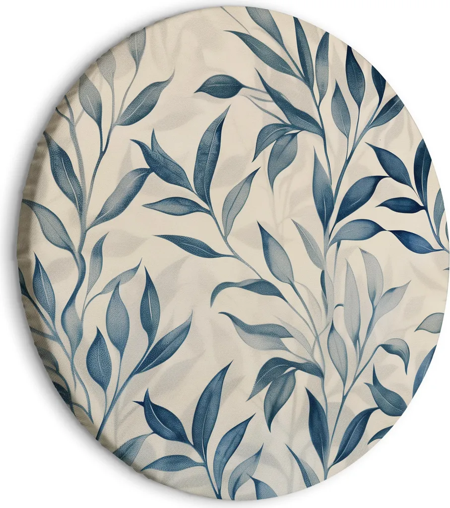 Quadro Circolare Foglie Blu 80cm | Arredo Parete Moderno f-H-10012-bc-a