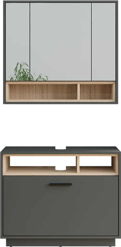 Meuble de salle de bain Vicco Beatrice Anthracite Sonoma Set 1 Modèle 55783