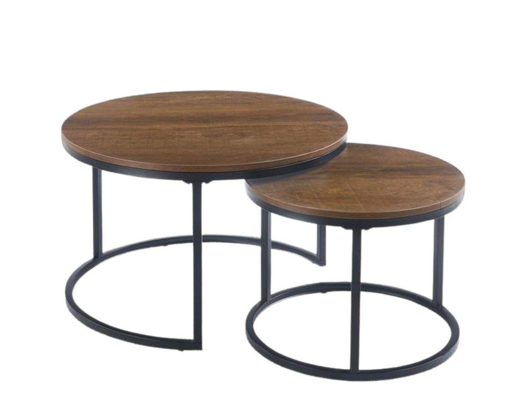Beistelltisch Couchtisch Holz Optik Kaffeetisch Set (2-er Set), 70x43 cm, 50x36cm