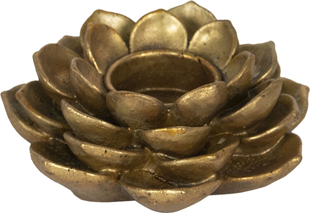 Clayre & Eef Kerzenständer 12*13*5 cm Goldfarbig Polyresin Kerzenhalter