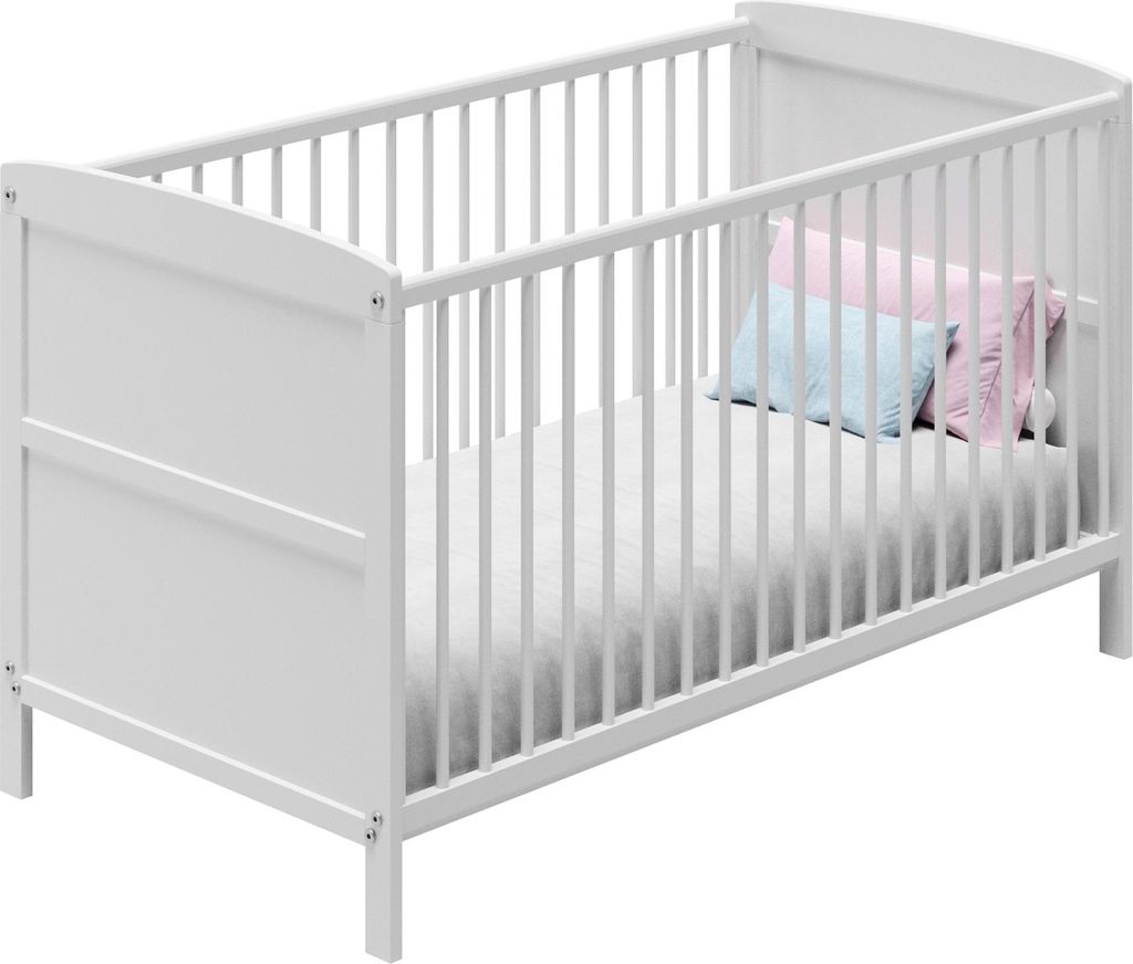Babybett 70x140 umbaubar mit Matratze, Gitterbett Produktbild 