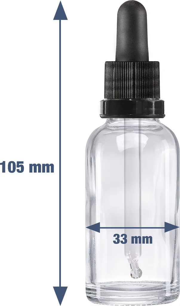 Flacon en verre transparent 30 ml avec pipette doseuse précise - 143 pcs