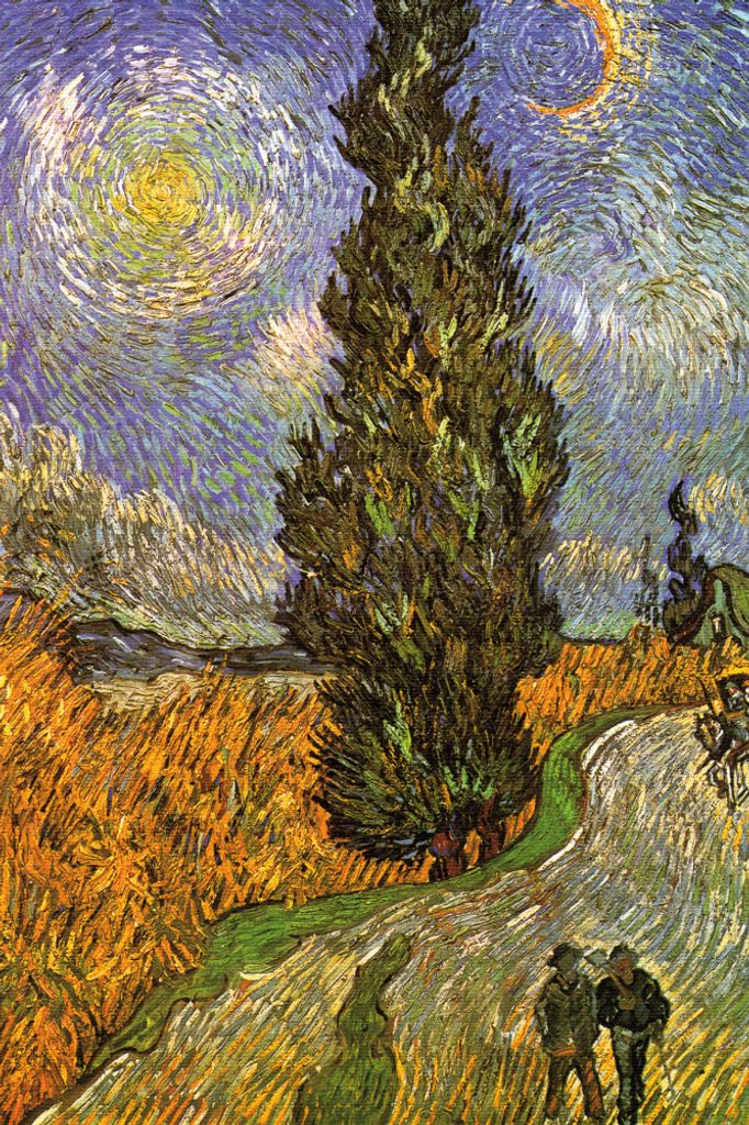 Vincent Van Gogh Kunstdruck Bild - Zypressenweg Unter Dem Sternenhimmel, 1890 (120 x 80 cm)