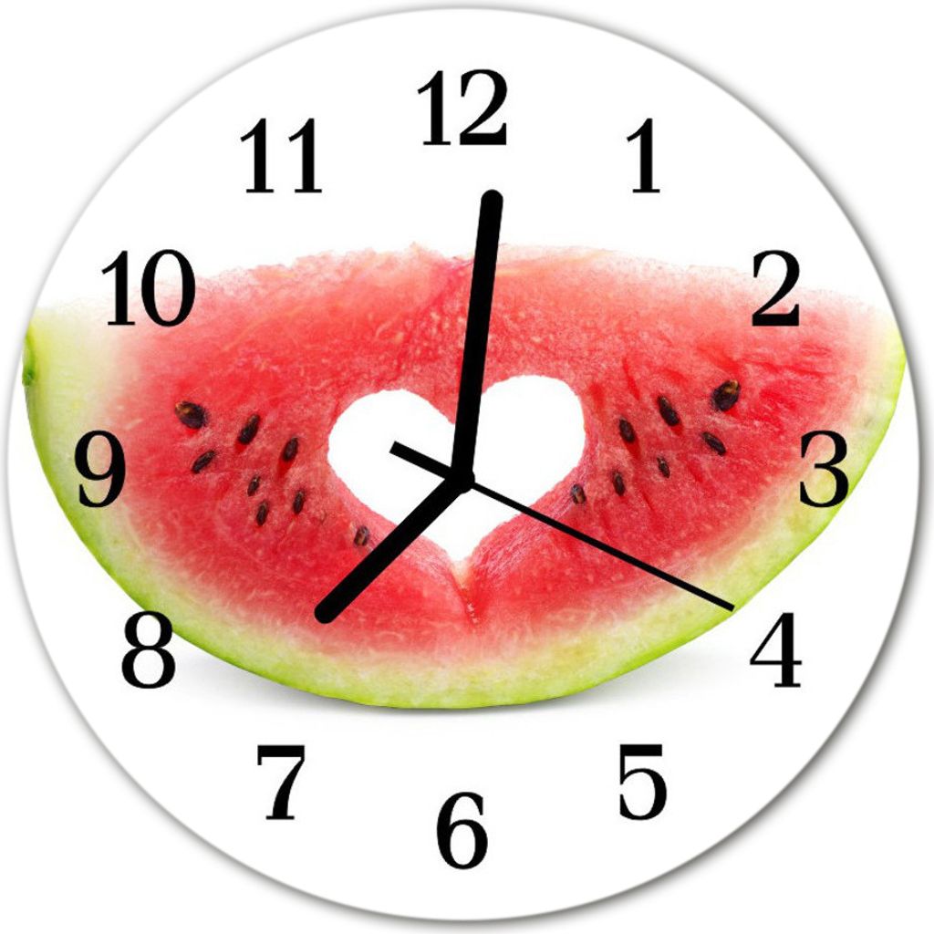 Glasuhr Wanduhr Küchenuhr Echt-Glas 30fi cm Wassermelone rosa