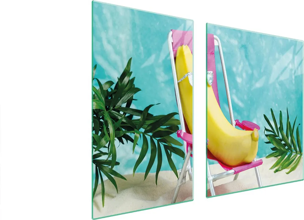 Copri Piano Cottura Vetro Ceramica 100x52 Tagliere Banana Beach 2pz