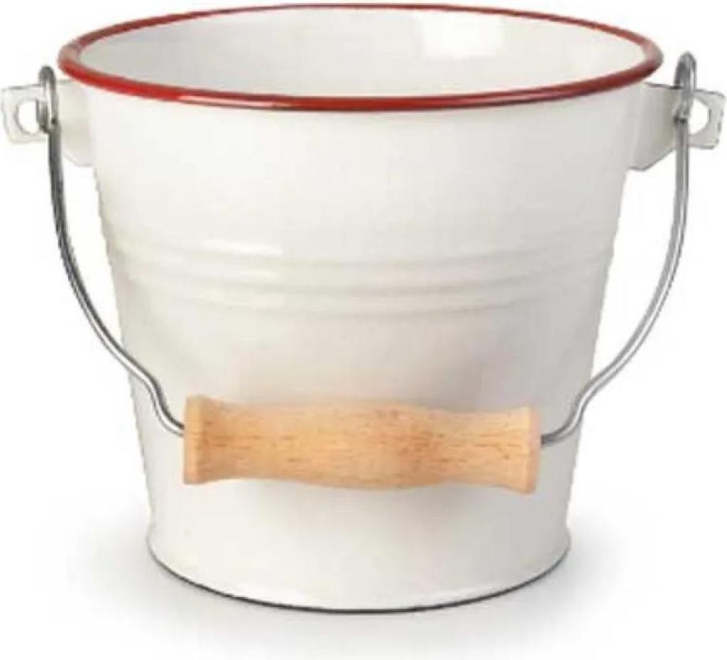Seau en émail blanc et rouge 14cm Image du produit 