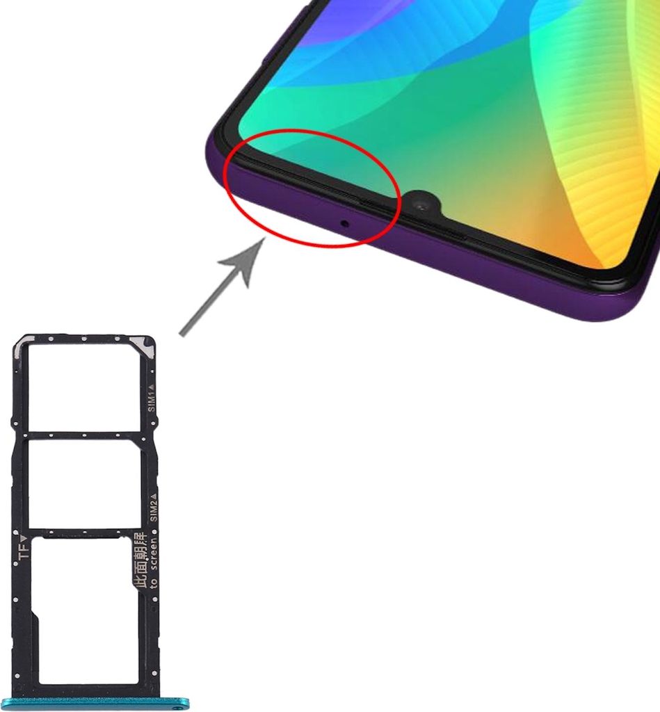 Für Huawei Y6P Dual Sim Card + Micro SD Card Tray Karten Halter Grün Neu