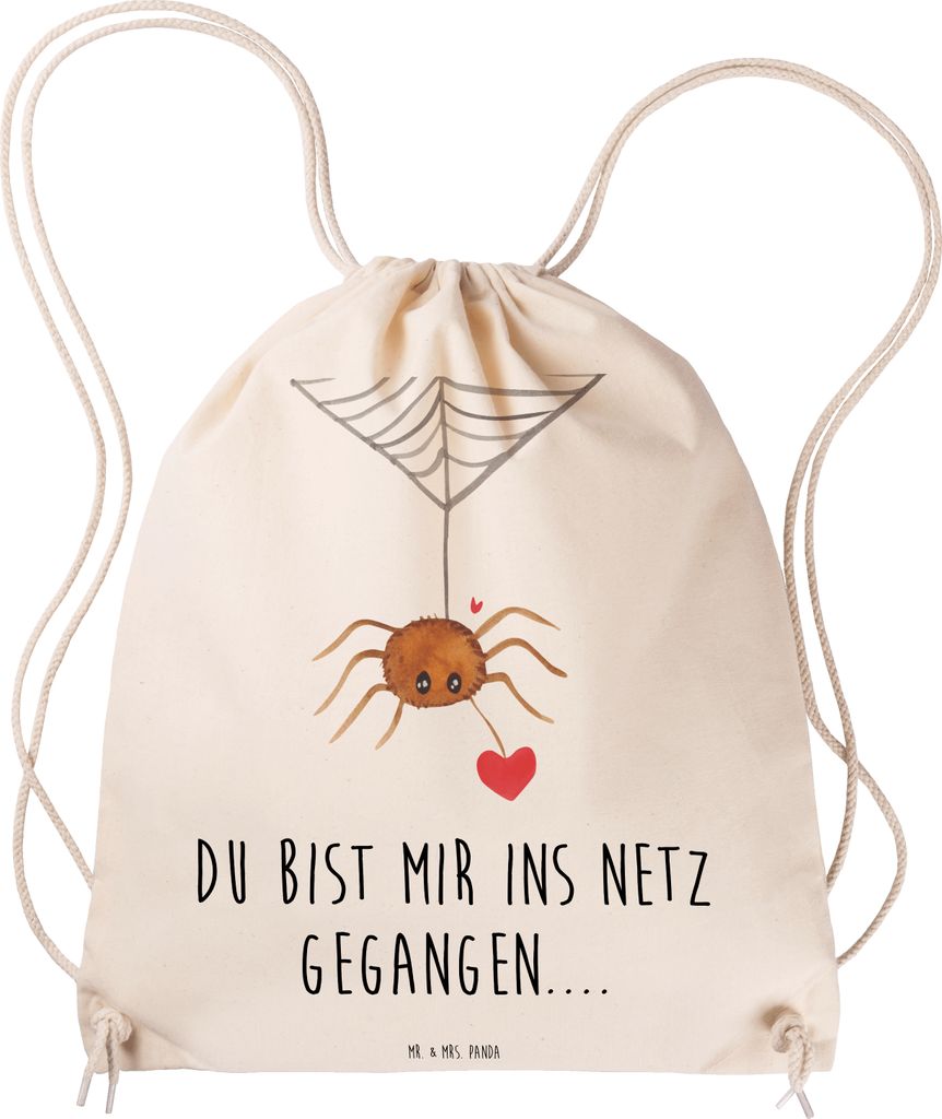 Mr. & Mrs. Panda Jutebeutel Spinne Agathe Liebe - Transparent - Geschenk, Verliebt, Liebesgeschenk, Liebesbeweis, wander rucksack, Beutel, Säckche...