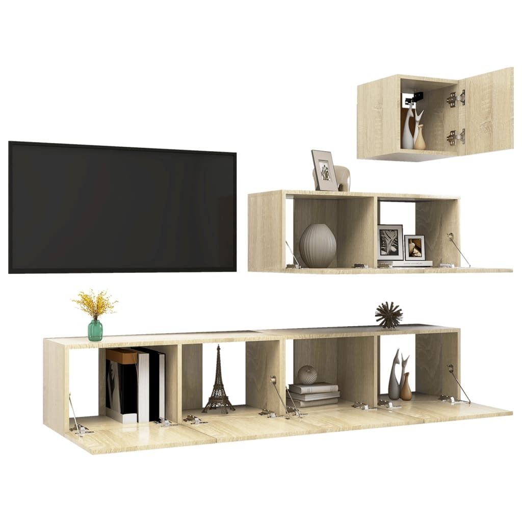 "SALE 2026"TV-Schränke - Braun 4-tlg. TV-Schrank-Set Sonoma-Eiche Holzwerkstoff Stabli Möbel6255626