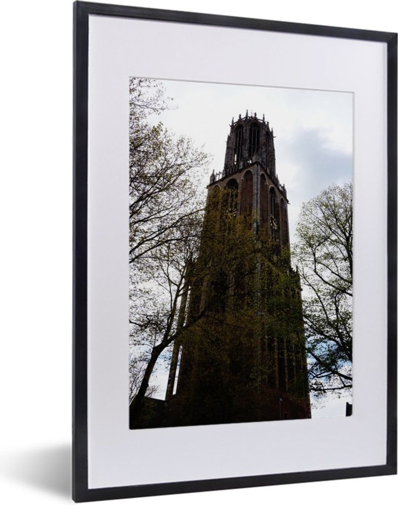MuchoWow MuchoWow Gerahmtes Poster Baum - Domturm - Utrecht 30x40 cm - Poster mit zchwarzem Bilderrahmen - Wandposter Schlafzimmer