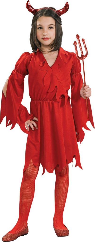 Teufelskleid - Halloween Kostüm Kinder Mädchen Kindergröße: 116-128