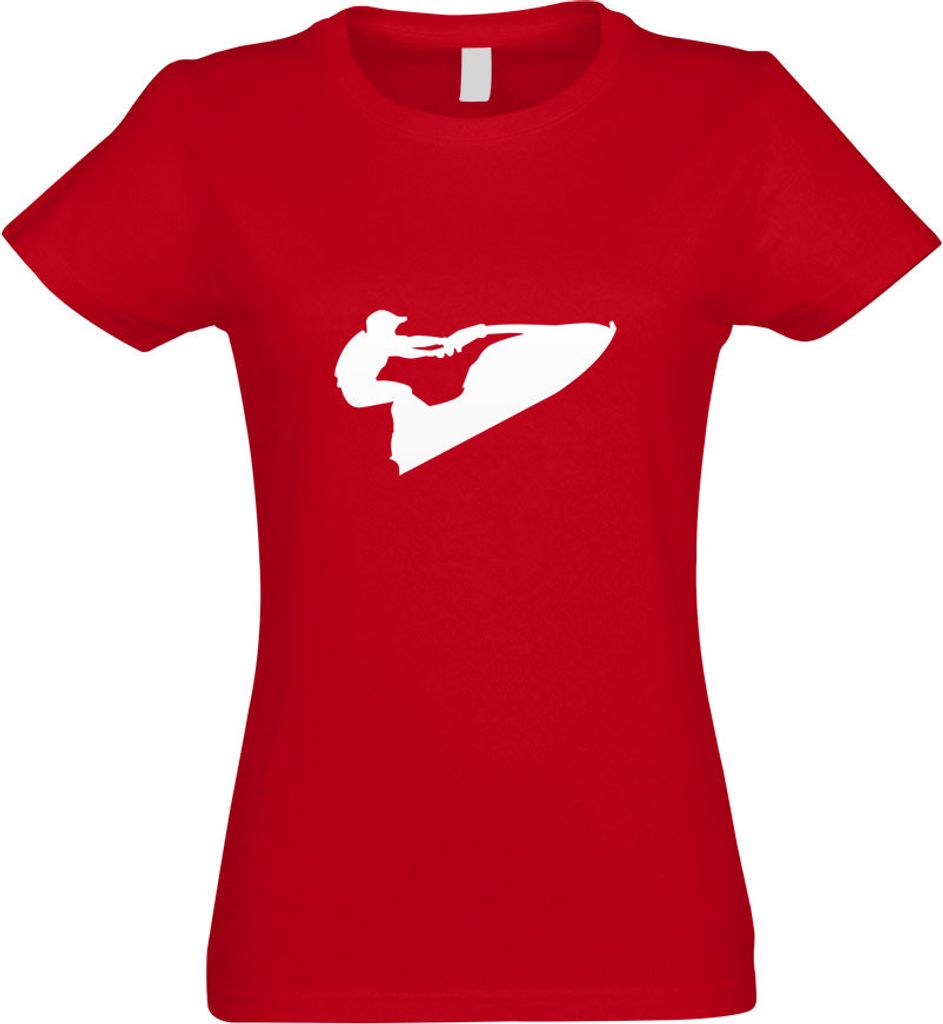 Kiwistar - T-Shirt tailliert - Damen - rot - Jet-Ski Jetboot Fahrer Figur - mit Motiv Bedruckt - Funshirt Design - Sport - Freizeit - Damen - S