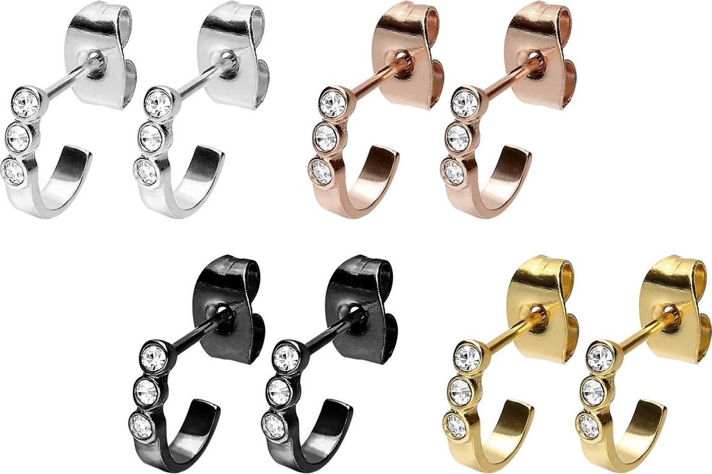 Chirurgenstahl Ohrstecker DREI KLEINE KRISTALLE