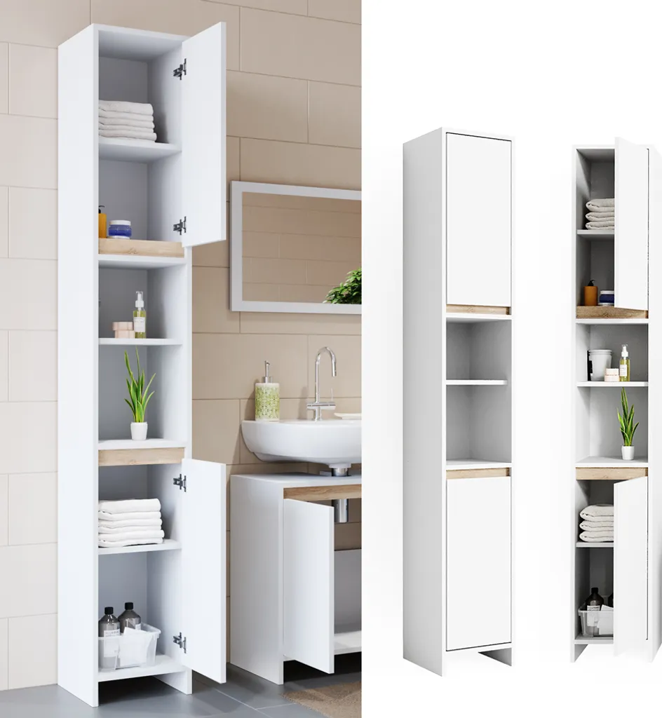 Vicco Mobile bagno alto Emma, 30 x 190 cm, Bianco/Sonoma