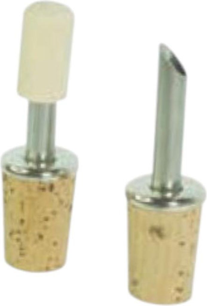 2x Kork-Ausgießer für Essig, Öl u.ä. mit Kappen und zusätzl. Verschlusskorken