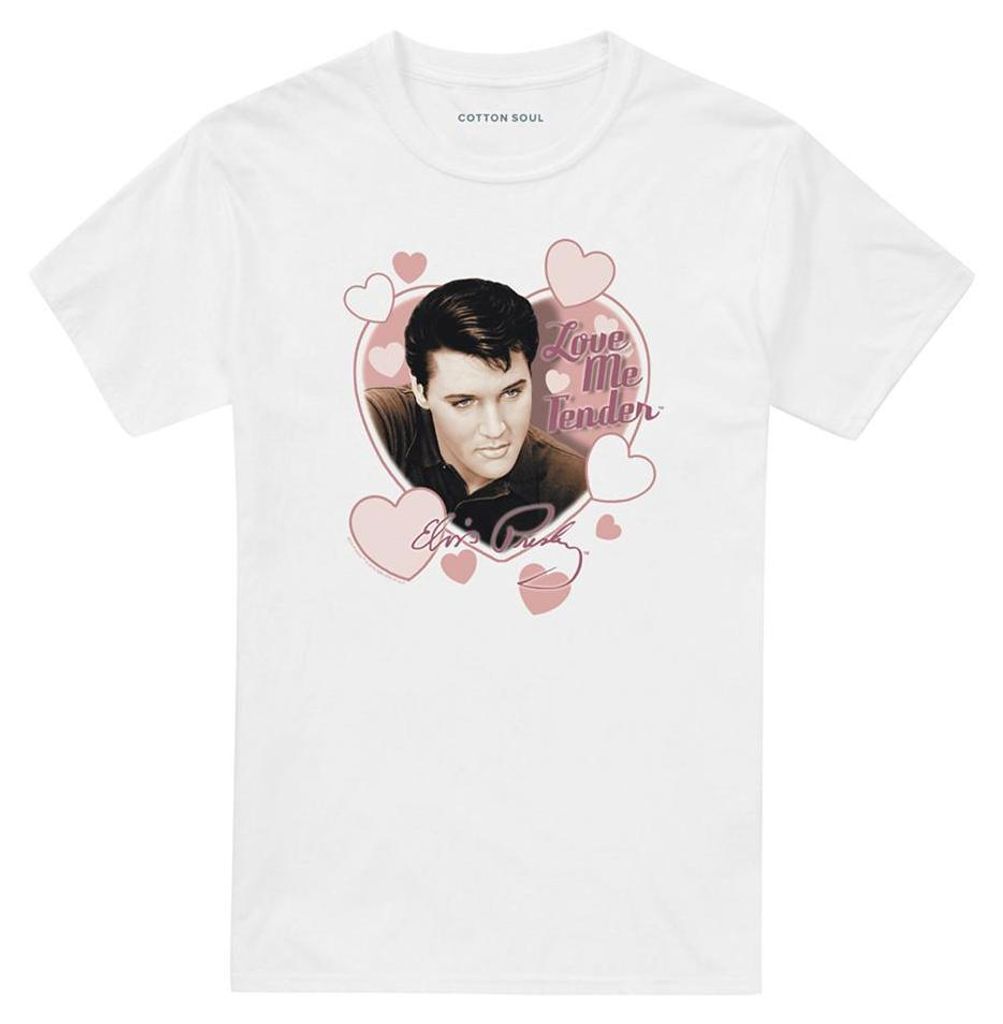 Elvis Presley - "Love Me Tender" T-Shirt für Herren/Damen Uni TV33424 (S) (Weiß)