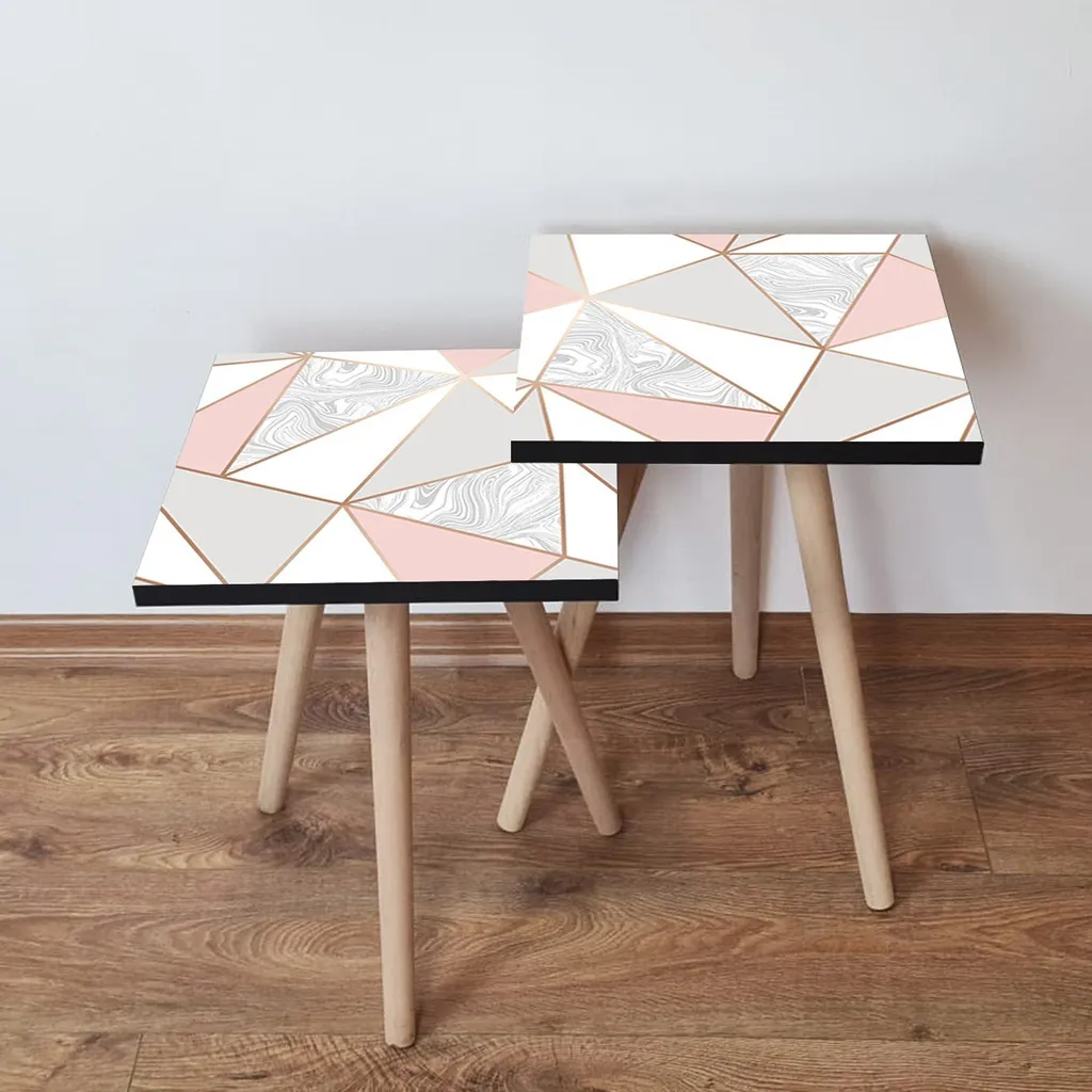 Skye Decor, 2Shp318 - Rosa, tavolino (2 pezzi), rosa, 100% MDF, 35 x 35 x 47 cm