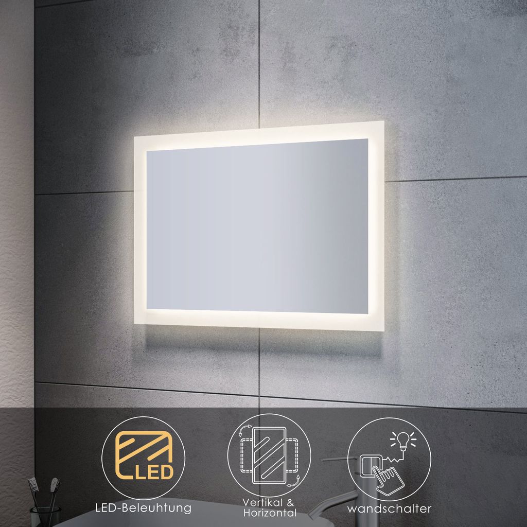 SONNI 50x70cm Badspiegel mit LED Beleuchtung Produktbild 