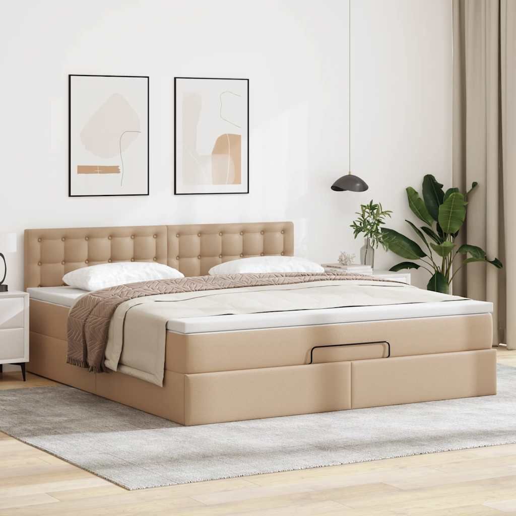 "2026 Promotion" Ottoman-Bett Schlafzimmer - mit Matratze - Cappuccino-Braun 140x200cm - Kunstleder - Polsterbett CC17014