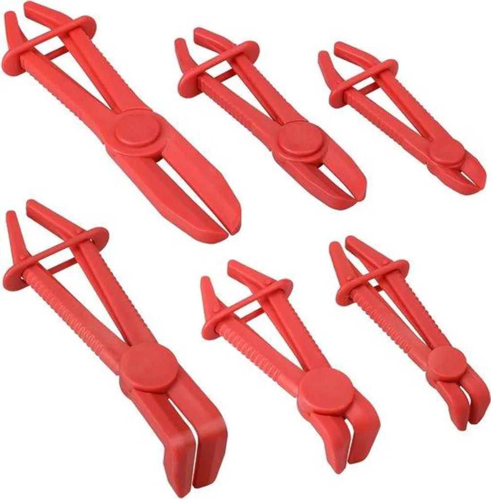 Lot de pinces d'obturation pour durites souples - Kit de 6 pièces rouge