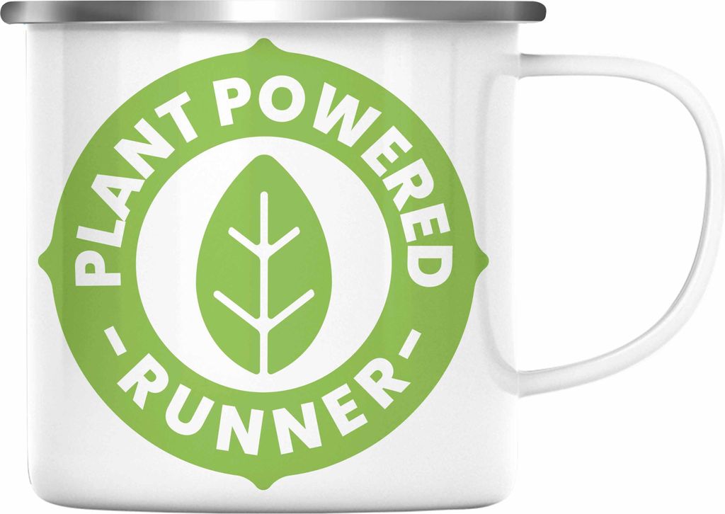 Trendation - Veganer Geschenk Lustige Emaille Tasse Vegetarier Geschenkidee Emaille Tasse Lustig für Geschenkset und Geschenkbox (Silber)