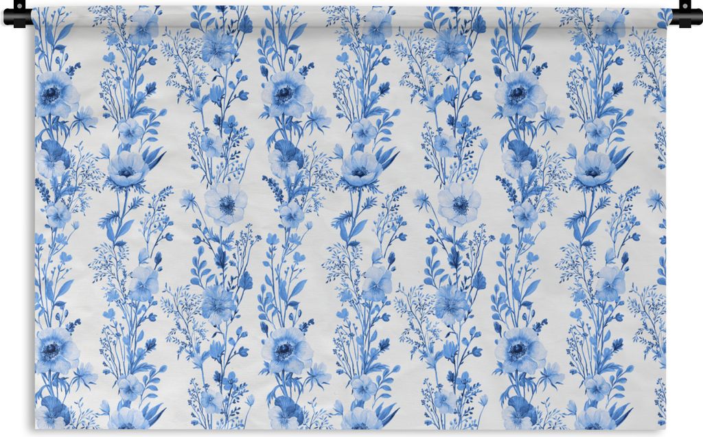 MuchoWow Wandteppich Wandbehang Blumen - Anemone - Blau - Muster 150x100 cm Tapisserie Dekoration Wandtuch - Waschbar - Tapisserien - Wand-Decke