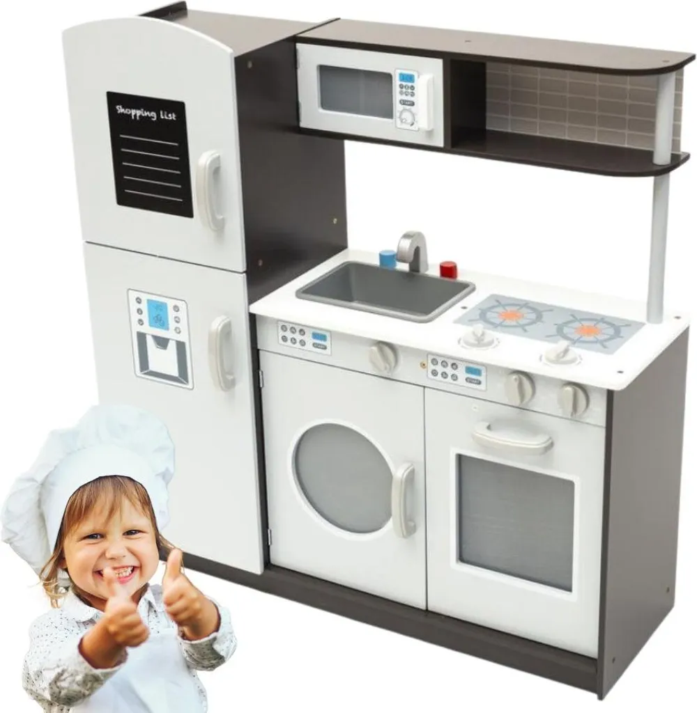 Grande cuisine en bois pour enfant avec tableau noir pour le menu