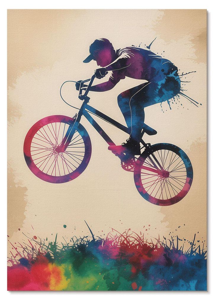 POSTER - 42x59 cm (A2) - Deep Narrative - Radfahrer dynamische Farben moderne Aktion - Wandbild für Wohnzimmer Schlafzimmer & Flur, Modernes Poste...