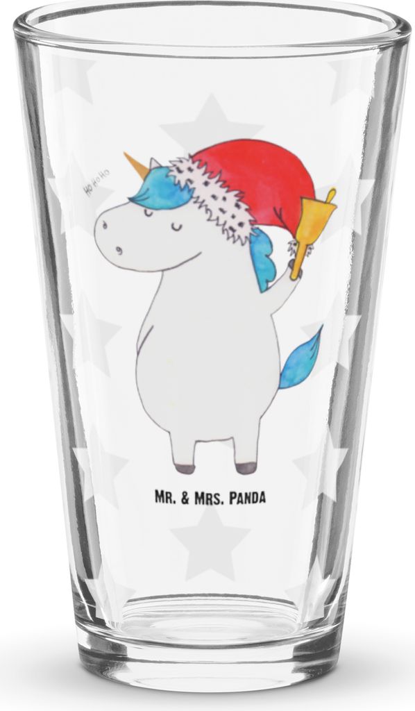 Mr. & Mrs. Panda Tumbler Einhorn Weihnachtsmann - Transparent - Geschenk, Unicorn, Nikolaus, Weihnachten, Bierglas, Schokolade, Shaker Glas, Einhö...