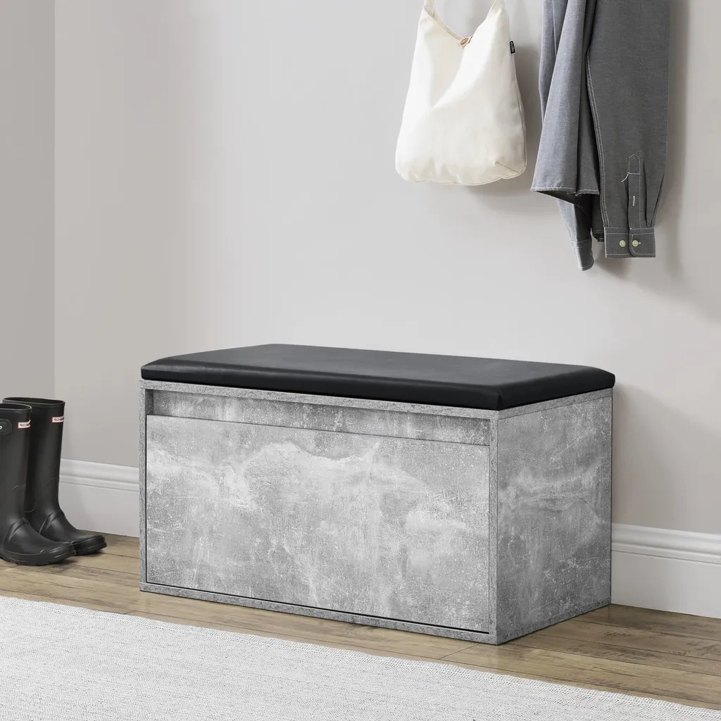 Panca Scarpiera Dublin Cemento e Nero 80x39x45 cm | In And OutdoorMatch - 6