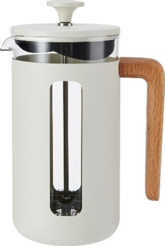 Cafetière, 8 Tassen, 1 L, Edelstahl, Glas, Holz, Weiß - La Cafetière | Pisa