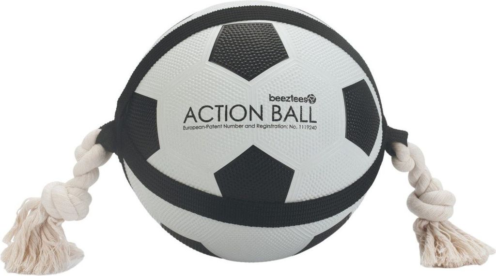 Beeztees Action Fußball mit Tau - Hundespielzeug - 22 cm
