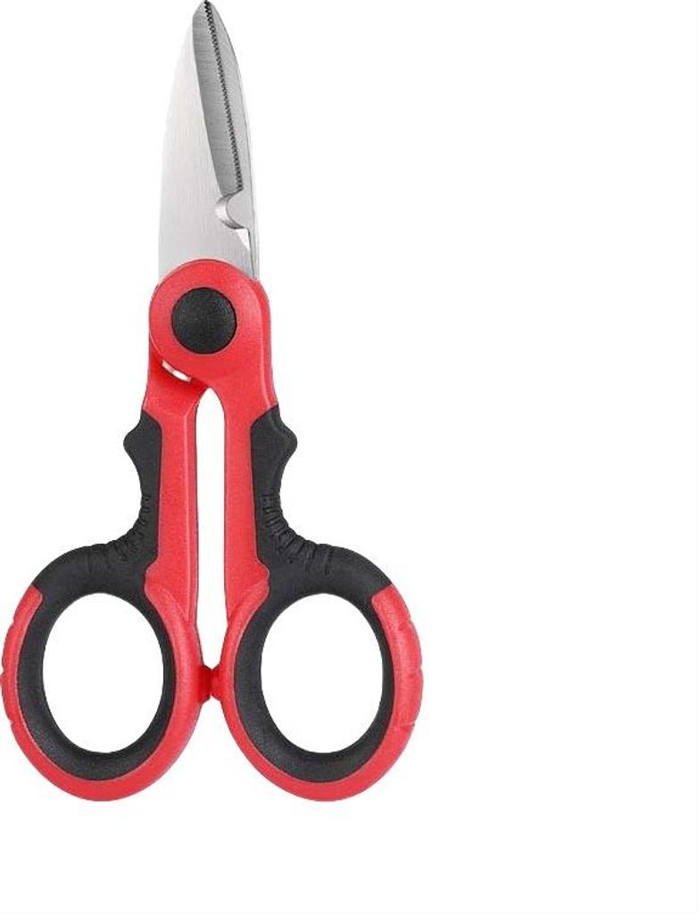 INF Elektriker Schere Profi Angelschere Edelstahl Mehrzweck 1 Stück Schwarz Rot