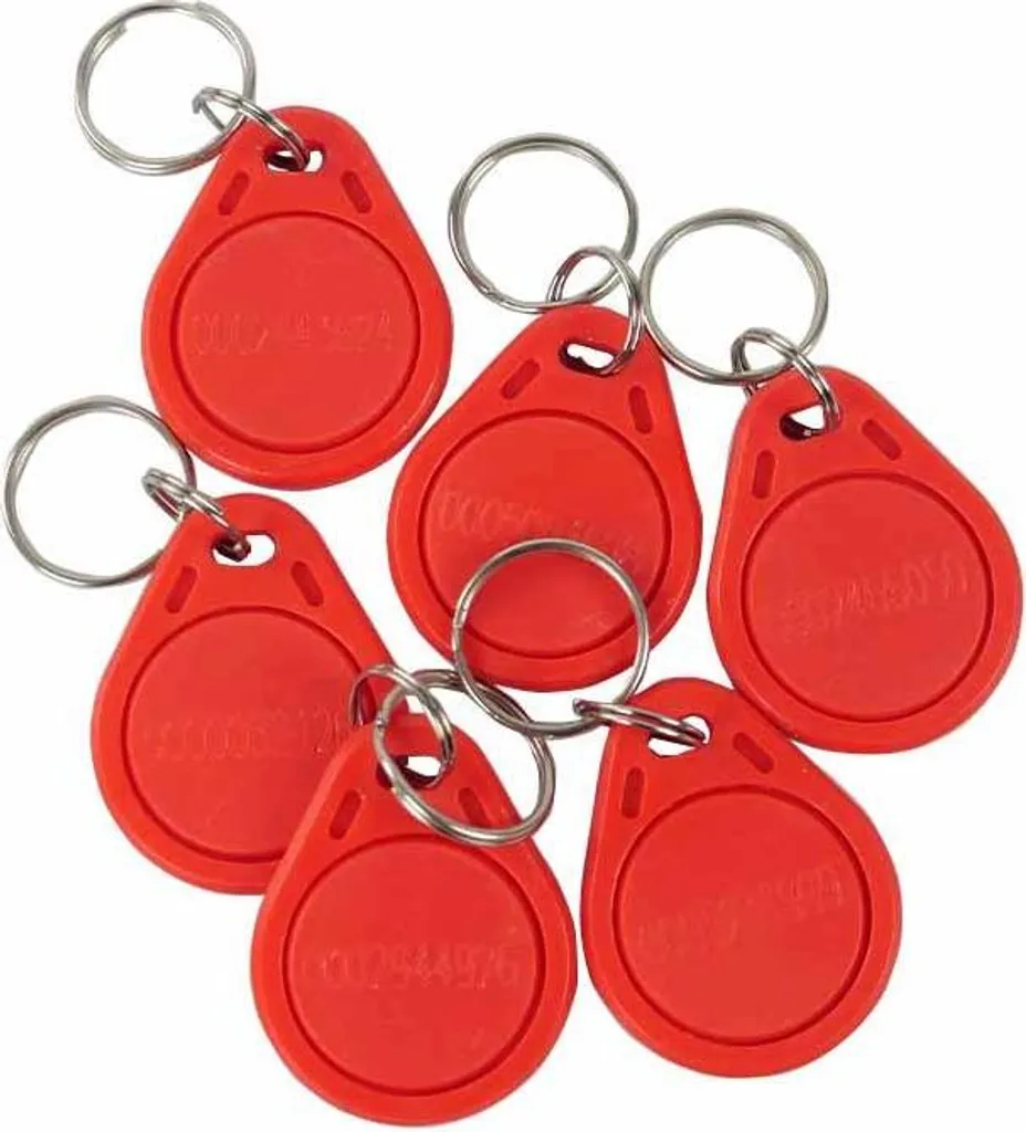Stock 10 Portachiavi RFID Rossi: Tag Prossimità 125kHz Alta Resistenza