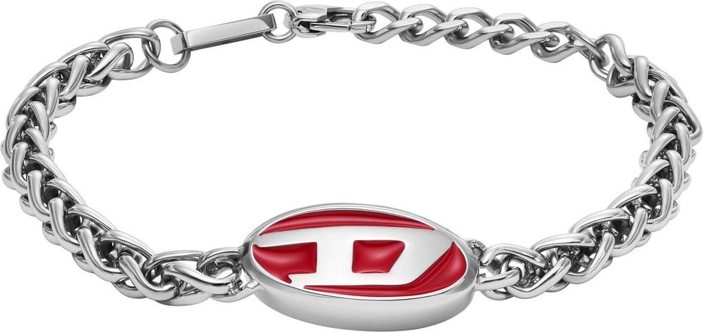 Diesel DX1445040 Damen Armband Edelstahl Silber Rot 20,5 cm