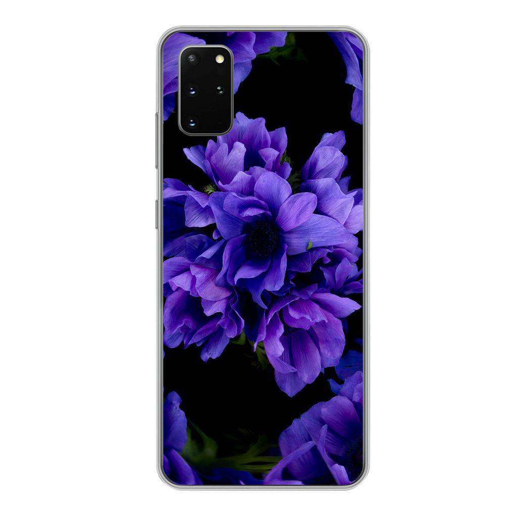 MuchoWow Handyhülle Schutzhülle Hülle für Samsung Galaxy S20 Plus Muster - Blumen - Lila Silikon Softcase Handy Hülle - Hartschale