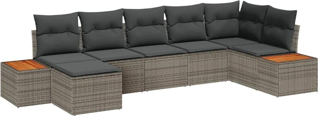 "WINTER SALE" Gartensofa-set - elegantes Design - Sitzgruppe mit Sofa, Tisch - mit Kissen 7 pcs Grau Poly-Rattan - Terassenmöbel NeuMöbel503024