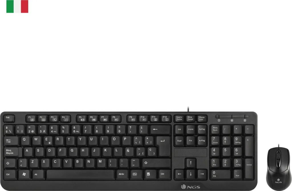 Kit Clavier Souris NGS Cocoa Noir - Solution Filaire Fiable sans Piles