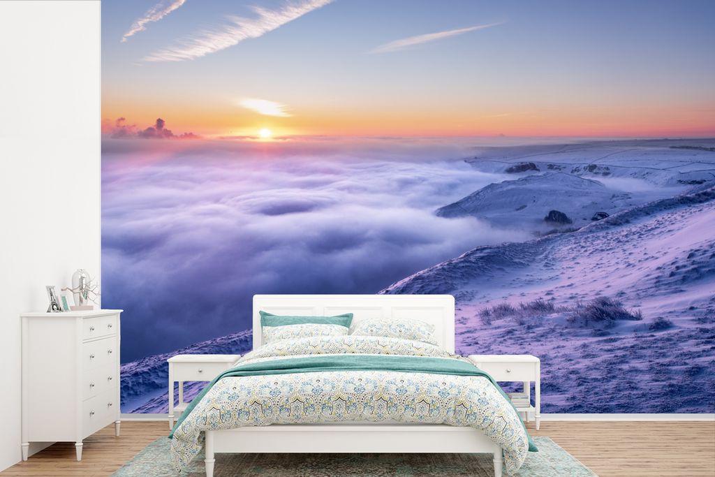 MuchoWow Fototapete für Wohnzimmer oder Schlafzimmer Wandtapete Vinyl Motivtapete Natur im Winter - 330x220 cm - Fototapeten
