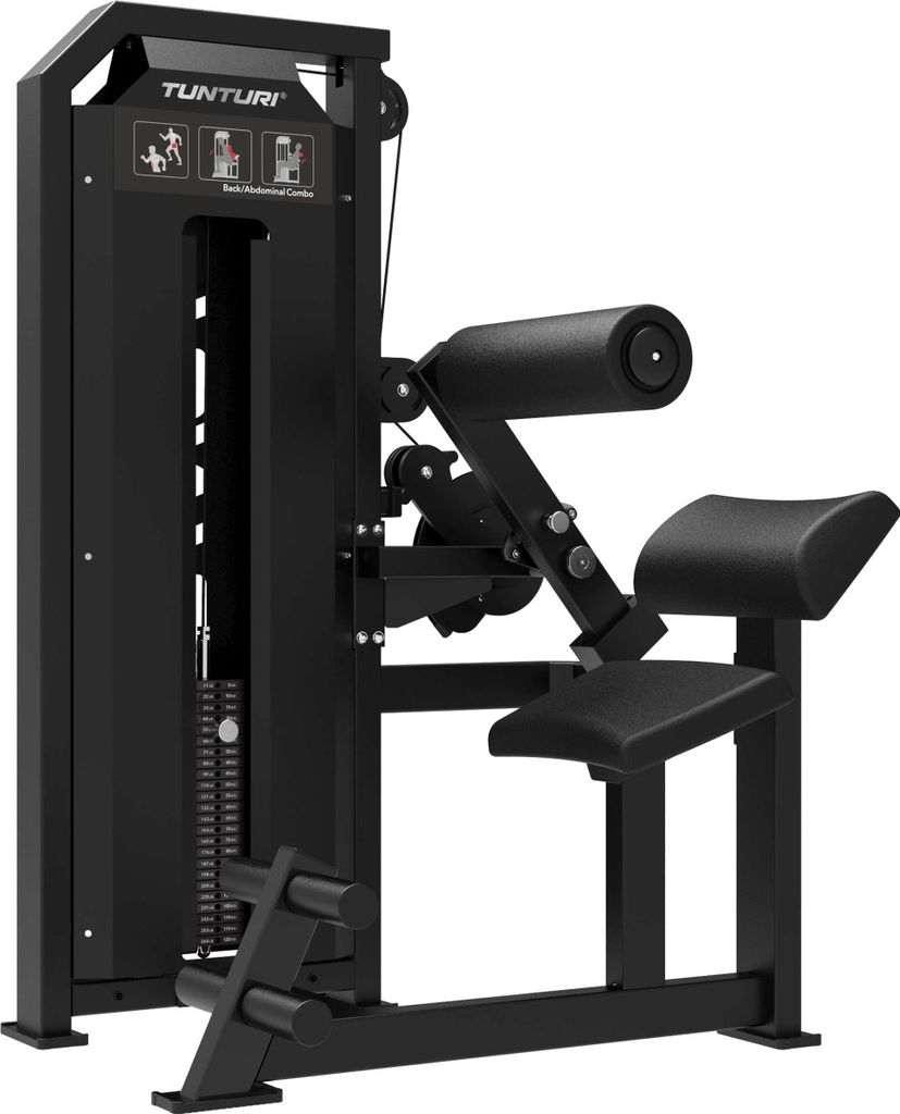 Tunturi Platinum Dual Rücken/Bauch Kombi-Kraftstation – Fitnessgerät – Pin Loaded Heimtrainer – Maximal 200 kg Gewicht – V-Serie
